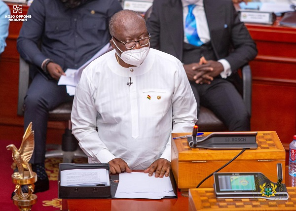 Finance Minister Ken Ofori-Atta on the floor of Parliament