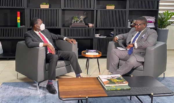 Host Francis Abban (right) and Education Minister Dr Adutwum