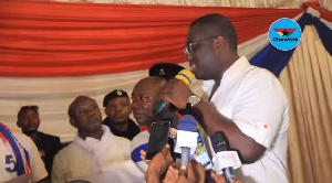 Sammy Awuku swearing in the newly elected Greater Accra Regional executives