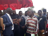 Dr Sarpong explaining the nature of the project to the MP, the chief and elders of Suhum