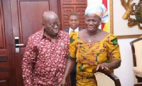 President Akufo-Addo consoling Mary Sackey, Mother of the deceased journalist