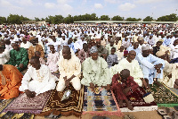 Muslims praying as the observe Eid al-Adha