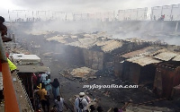 The entire market was burnt down leaving only cement structures.