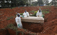 Coronavirus burial team burying a coronavirus corpse