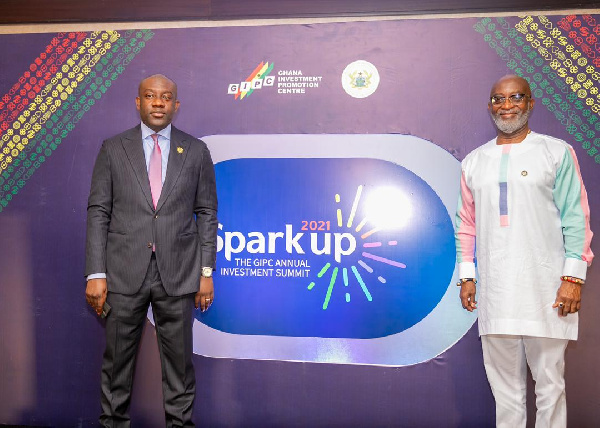 Information Minister, Kojo Oppong Nkrumah and CEO of GIPC Yofi Grant