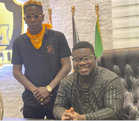 Dancehall artiste, Shatta Wale and former MUSIGA president, Bice Osei Kuffour