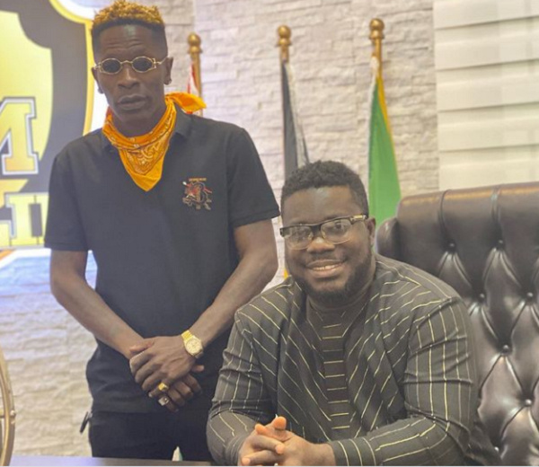 Dancehall artiste, Shatta Wale and former MUSIGA president, Bice Osei Kuffour