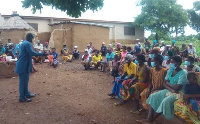 Human rights advocate, Bismark Zumah, addressing the aggrieved women at Gbani