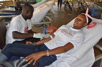 A volunteer donating blood