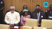 Nana Konadu Agyeman Rawlings was seated between John Kufuor and her husband