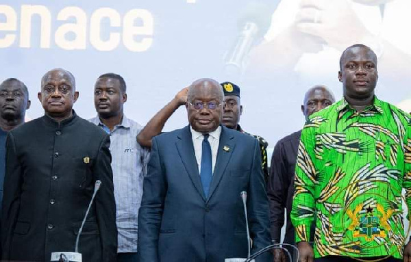 President Akufo-Addo with  Lands Minister, Samuel Jinapor