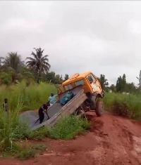 The truck that fell into a river