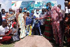 The sod-cutting ceremony at Akrofu in the Ho Municipality of the Volta Region