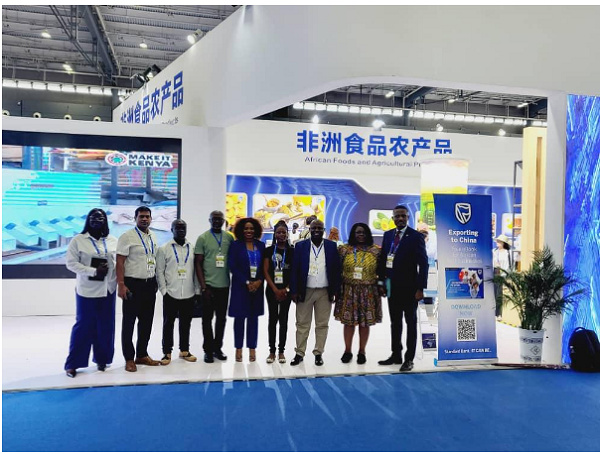 Aurelia Baaba Ofori Odame &Eric Tsiri with some Stanbic Bank clients at the CAETE in Changsha, China