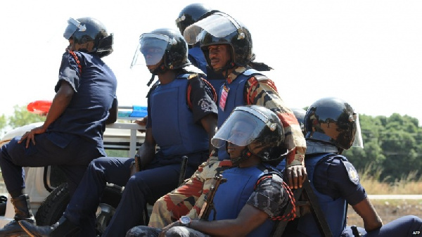 Some Ghanaian Police personnel on a look out