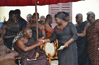 Lady Julia shaking hands with her husband the Asantehene