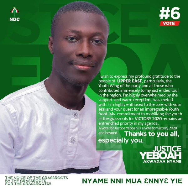 Justice Yeboah, an aspirant for the position of Deputy National Youth Organizer, NDC