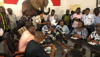 NPP Communications Director, Yaw Buabeng Asamoah addressing the media