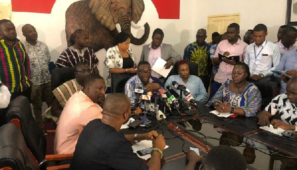 NPP Communications Director, Yaw Buabeng Asamoah addressing the media