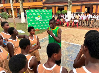 Coach Brimah interacting with Clinic participants