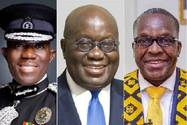 IGP George Dampare, President Akufo-Addo and Speaker Alban Bagbin