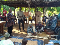 Adam Braimah addressing Chief of Tuluwe