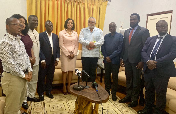 JJ Rawlings with the officials of the Electoral Commission of Ghana