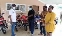 Mr. Frank Asiedu Bekoe handed over the motorbikes to the Municipal Chief Executive