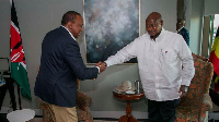 President Uhuru Kenyatta with President Yoweri Museveni of Uganda during a past event