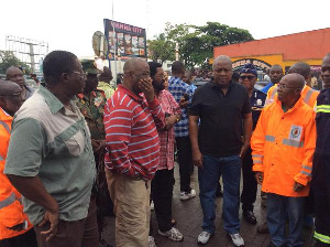 President, John Mahama at the scene