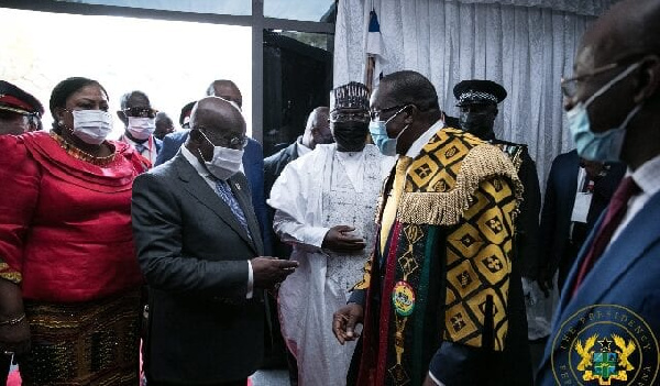 President Akufo-Addo shares pleasantries with Speaker of Parliament, Alban Bagbin