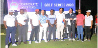 Dar es Salaam Gymkhana Golf Club golfer Jiten Lavingia (fourth right) poses with other golfers