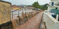 A photo of portions of the flooded palace