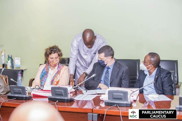 Minority Leader in Parliament, Haruna Iddrisu having a discussion with partners from UK and America