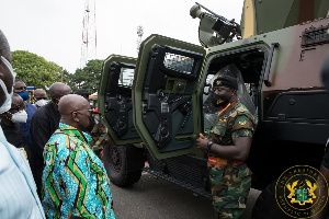 President Nana Addo Dankwa Akufo-Addo speaking to some army men