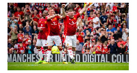 Wayne Rooney celebrates his goal against Celtic.