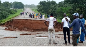 A heavy downpour washed away a bridge at Bole