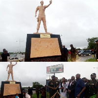 Major Maxwell Adam Mahama's 20-foot monument was unveiled at the Airport Hills Roundabout