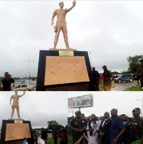 Major Maxwell Adam Mahama's 20-foot monument was unveiled at the Airport Hills Roundabout