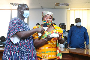 Akua Donkor with her flagbearer Adakabre Frimpong Manso