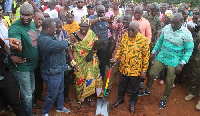 President of Ghana, Nana Addo Dankwa Akufo-Addo with some chiefs during the ground breaking ceremony