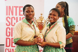 Aburi Girls students with their trophy