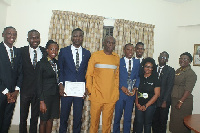 UPSA's representatives with their coach and the Vice Chancellor of the school