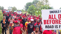 The Kpando-Torkor residents during their protest against bad roads