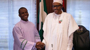 File foto of Father Mbaka as im meet Buhari for Aso Villa