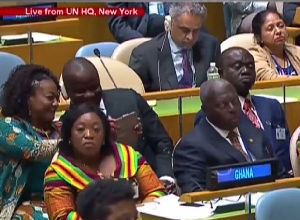 Otiko Djaba and Abu Jinapor in pose for a selfie at the UN General Assembly in New York