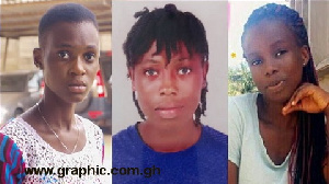 From L-R: Priscilla Koranchie, 15 years; Priscilla Blessing Bentum, 21; and Ruth Love Quayson, 18