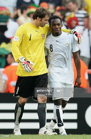 Former Chelsea duo Micheal Essien and Petr Cech