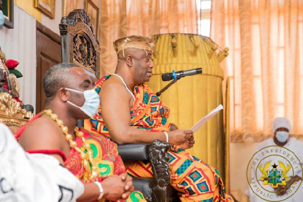 Ga Mantse delivers an address during a visit by Akufo-Addo