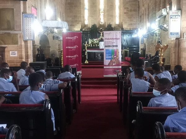 Some students of the Bishop Mixed School during the financial literacy session